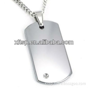 XLT-PD057 Silver Crystal Tag Magnetic Pendant for Necklace